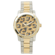 Elegant Leopard Päls med Guld Clockface - Se