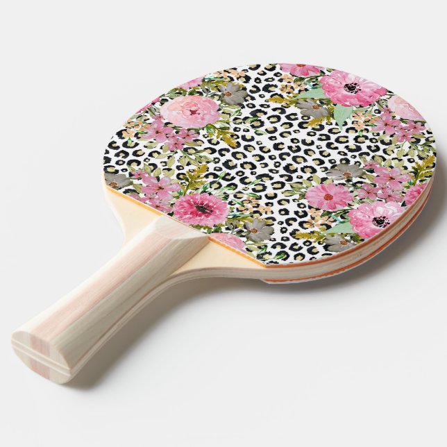 Elegant Leopard Print and Blommigt Design Pingisracket (Frontvinkel)
