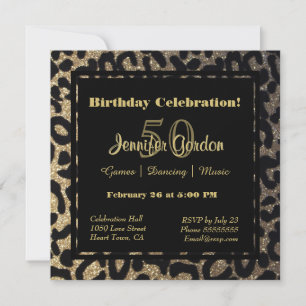 Elegant Leopard Print Glitter Inbjudningar