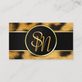 Elegant Leopard Print Monogram - Affärskort Visitkort