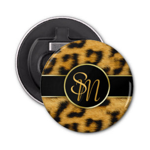 Elegant Leopard Print Monogram - Flaska-öppnare Flasköppnare
