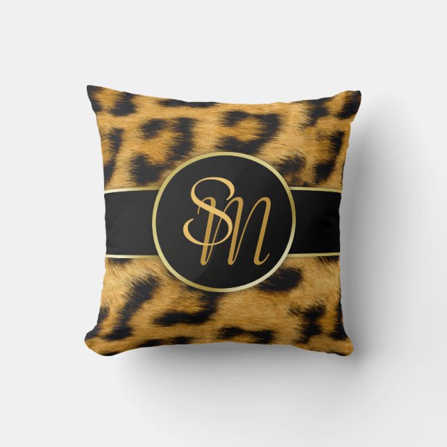 Elegant Leopard Print Monogram - Fyrkantig fyllnin Kudde (Framsida)