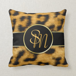 Elegant Leopard Print Monogram - Fyrkantig fyllnin Kudde