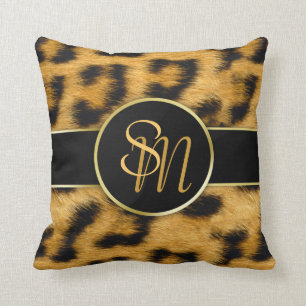 Elegant Leopard Print Monogram - Fyrkantig fyllnin Kudde
