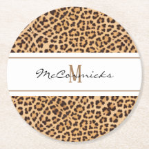 Elegant Leopard Print Monogram Personlig