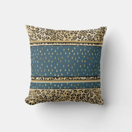 Elegant Leopard Print Skin Blue Teardrops Kudde
