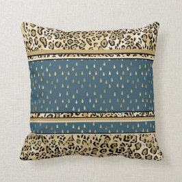 Elegant Leopard Print Skin Blue Teardrops Kudde