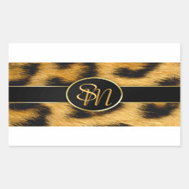 Elegant Leopard Skriv ut monogram-skript - etikett