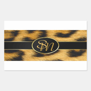 Elegant Leopard Skriv ut monogram-skript - etikett