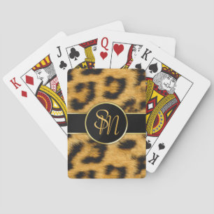Elegant Leopard Skriv ut monogram-skript - kortdek Kortlek