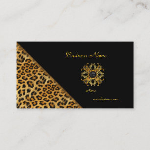 Elegant Leopard Svart Guld Visitkort