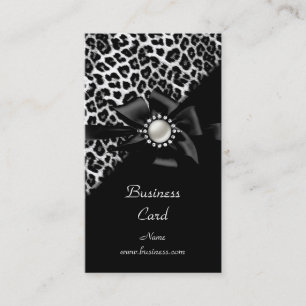 Elegant Leopard Svart Silver Diamant Bild Visitkort