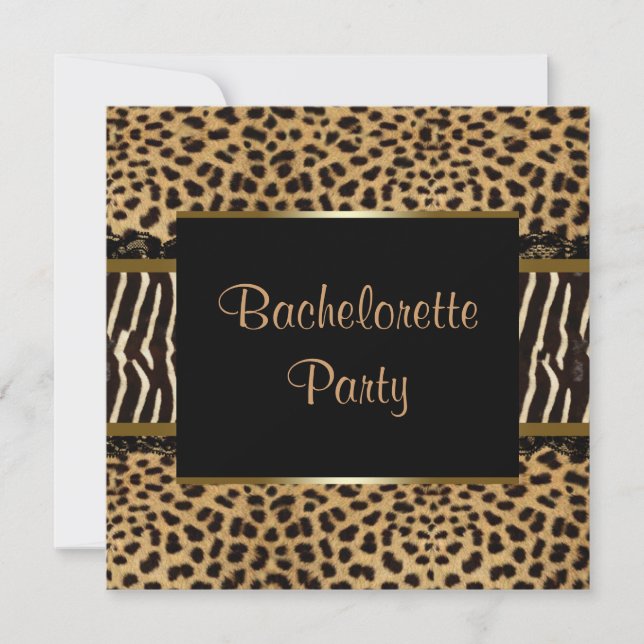 Elegant Leopard Zebra Bachelorette Party Inbjudningar (Framsida)