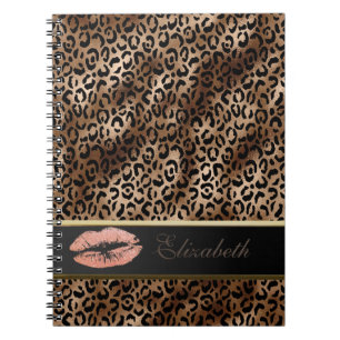 Elegant Leopardmönster Glittrande Läppar Anteckningsbok