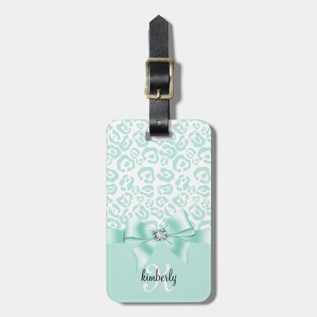 Elegant Leopardpilbåge & diamant som flickaktigt Bagagebricka (Vertikal Framsida)