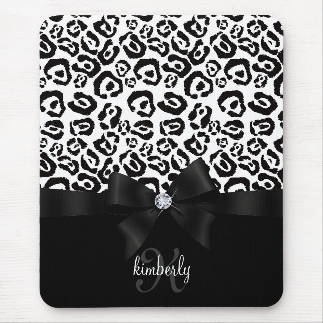 Elegant Leopardpilbåge & diamant som flickaktigt Musmatta (Framsidan)