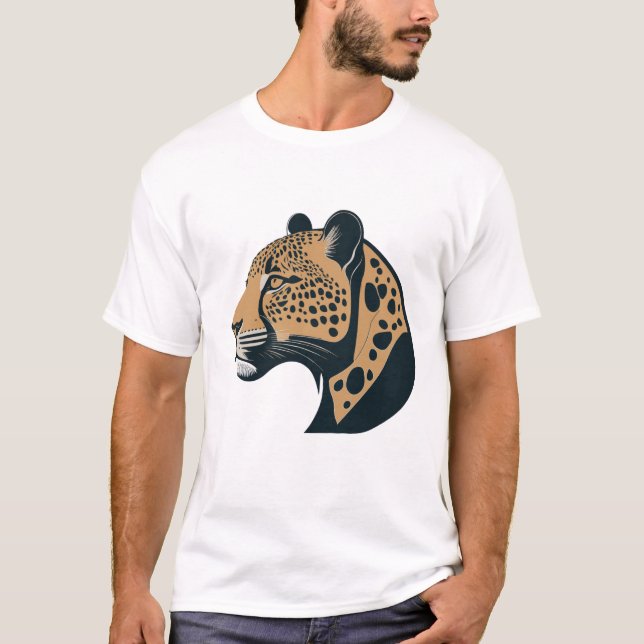Elegant Leopards Minimalistisk Logodesign. T Shirt (Framsida)