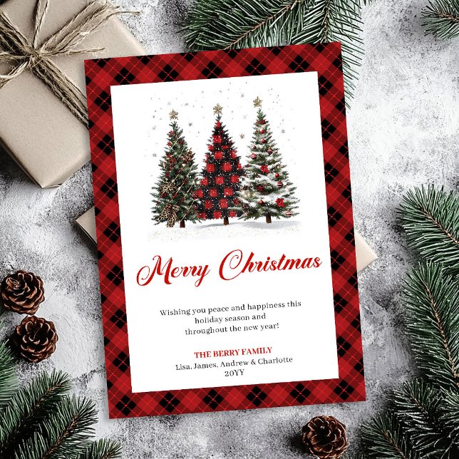 Elegant Leopardsmönster Julgran Julhälsning  Julkort (Elegant Leopard Pattern Christmas Tree Greeting Card)