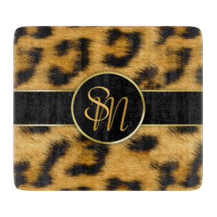 Elegant LeopardtryckMonogram - skärbräda