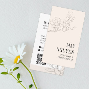 Elegant Lerartad Blommigt av honkön Minimal Visitkort