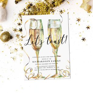 Elegant Let's Toast New Year Party Inbjudningar