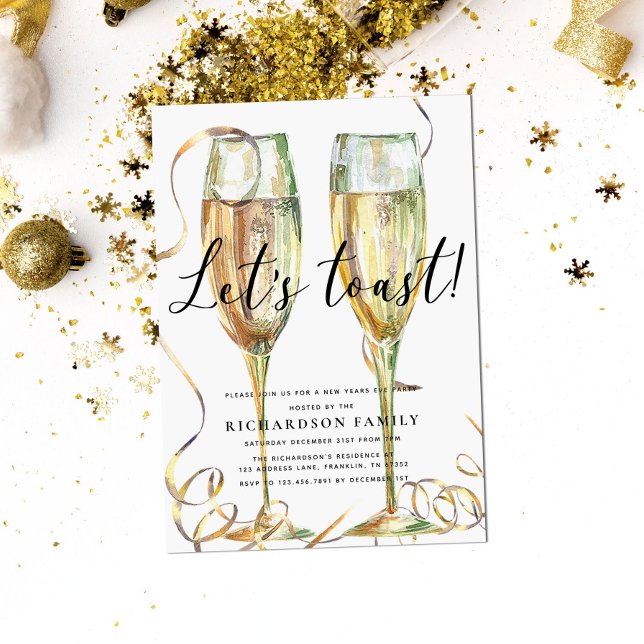 Elegant Let's Toast New Year Party Inbjudningar (Skapare uppladdad)