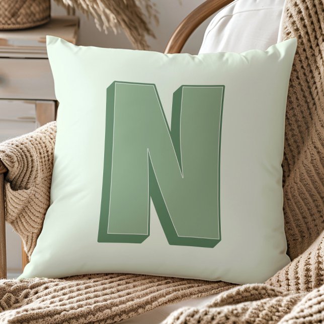 Elegant Letter N Monogram Personalized Initial Kudde (Skapare uppladdad)
