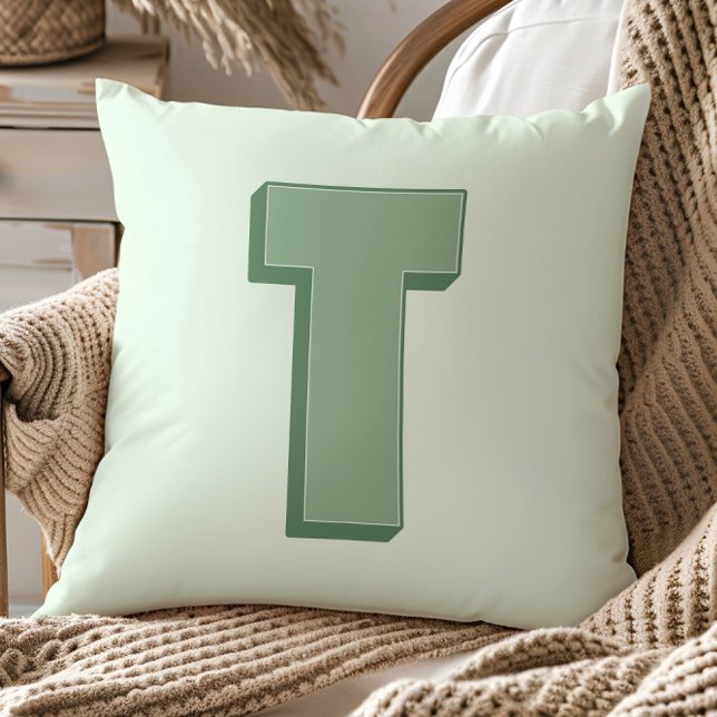 Elegant Letter T Monogram Personalized Initial Kudde (Skapare uppladdad)