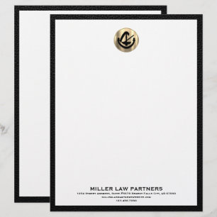 Elegant Letterhead med Guld Logotyp for Law Firms Brevhuvud