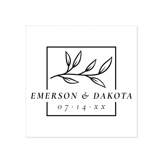 Elegant Lettering Botanical Bröllop spara datum Stämpel (Tryck)