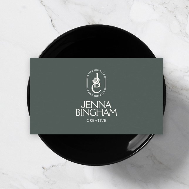 Elegant Lettering efter Monogram-Logotyp Mörk grön Visitkort (Skapare uppladdad)