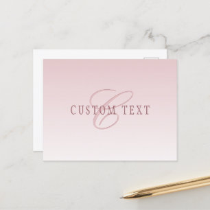 Elegant Lettering och Monogram Ro Ombre Vykort