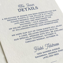 Elegant Letterpress Bröllopsdetaljkort