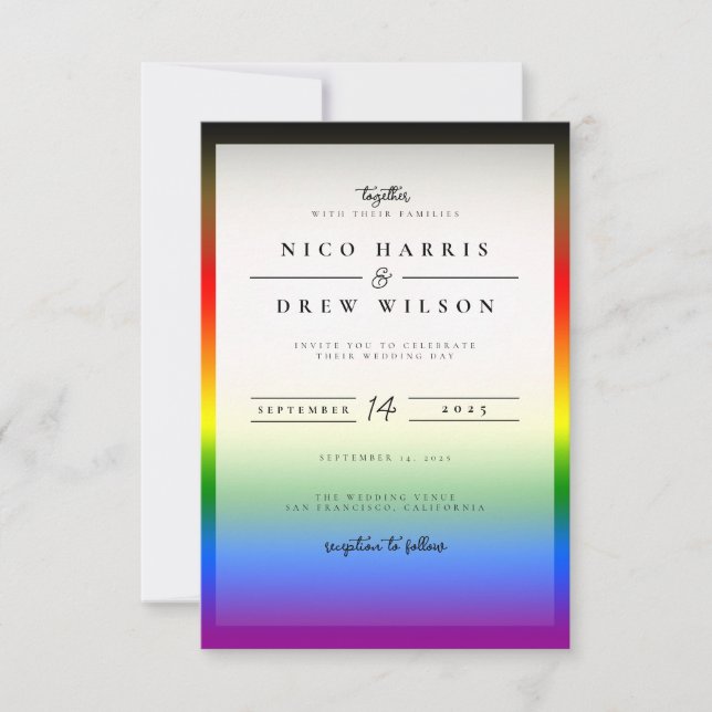 Elegant LGBTQ+ BIPOC Pride Bröllop Inbjudningar (Framsida)