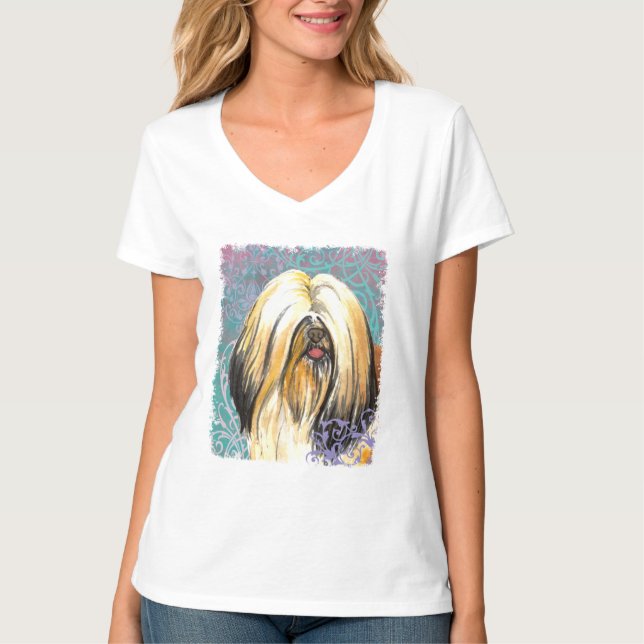 Elegant Lhasa Apso T Shirt (Framsida)