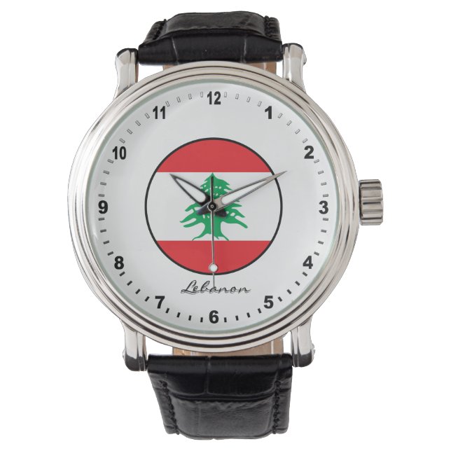 Elegant Libanon Watch & Libanesiska Flagga Armbandsur (Framsida)