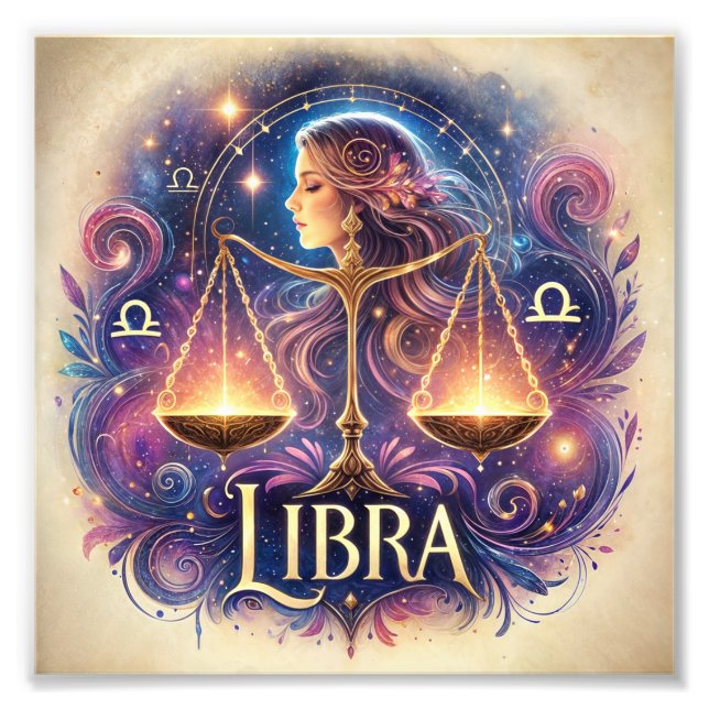Elegant Libra Zodiac Art Fototryck (Framsidan)