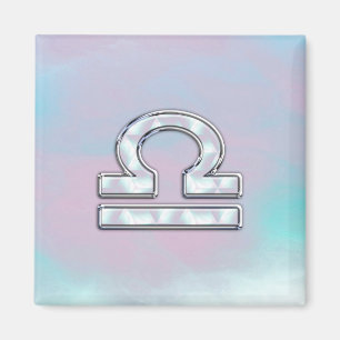 Elegant Libra Zodiac Sign Mor i Pearl Stil Magnet