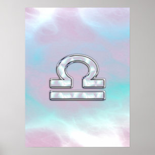 Elegant Libra Zodiac Sign Mor i Pearl Stil Poster