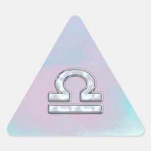 Elegant Libra Zodiac Sign Mor i Pearl Stil Triangelformat Klistermärke
