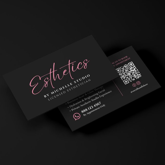 Elegant Licensierad Estetiker Estetik Skript Rosa Visitkort (Elegant Licensed Esthetician Esthetics Script Pink Business Card
)