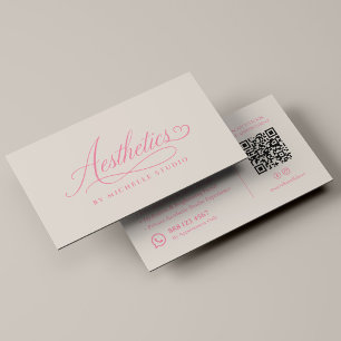 Elegant Licensierad Estetiker Script Sandpink Visitkort