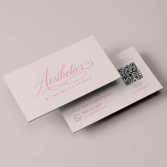 Elegant Licensierad Estetiker Script Sandpink Visitkort (Elegant Licensed Esthetician Script Sand Pink Business Card
)