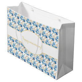 Elegant Light Blue and Guld Blommigt Watercolor