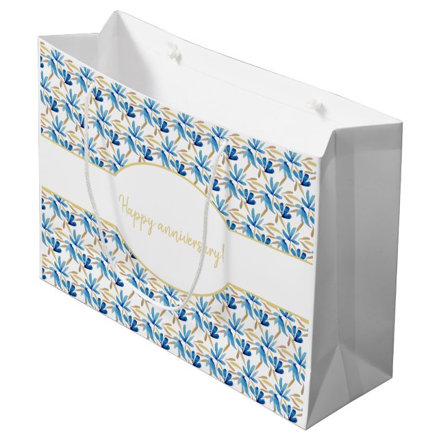 Elegant Light Blue and Guld Blommigt Watercolor (Framsidan Vinklad)