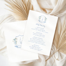Elegant Light Blue Blommigt Bohemian Bröllop Menu