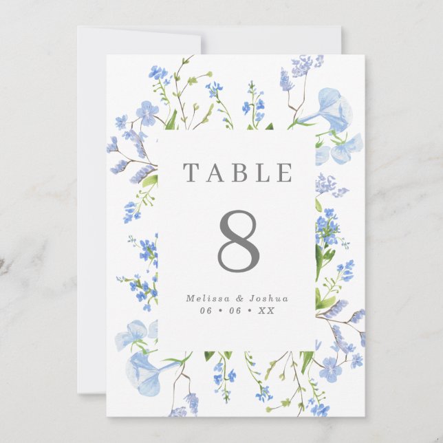 Elegant Light Blue Blommigt Ram Bröllop (5x7) (Framsida)