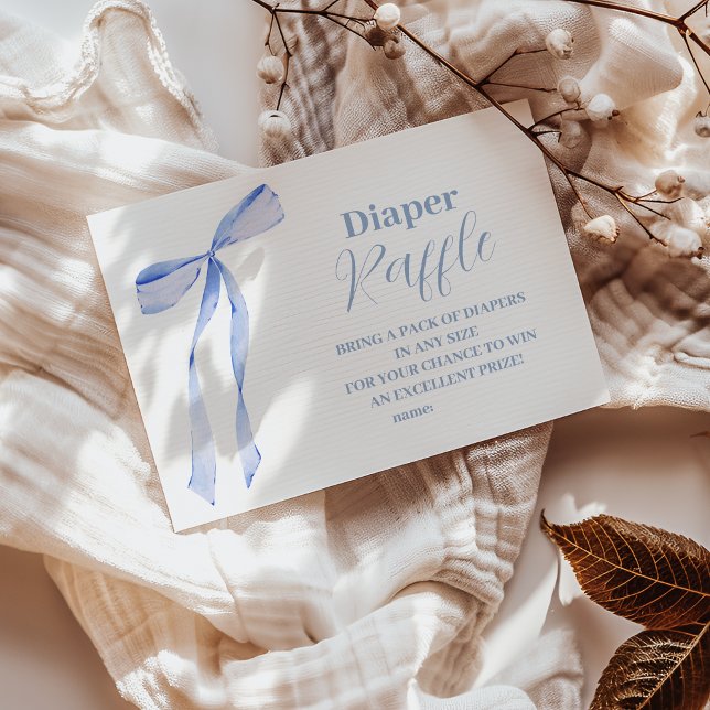 Elegant Light Blue Bow Raffle Diapper Tilläggskort (Skapare uppladdad)