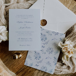 Elegant Light Blue Chinoiserie Bröllop Inbjudningar