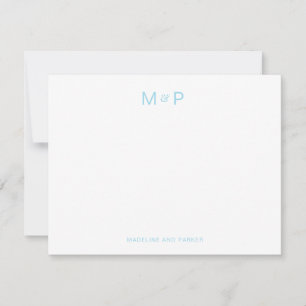 Elegant Light Blue Contemporary par Monogram Anteckningskort